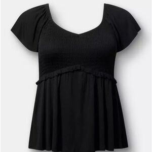 Torrid Black Smocked Babydoll Top size 1